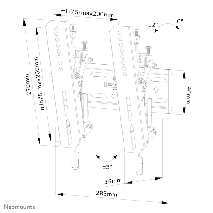Neomounts WL35S-850BL12 kippsbar Wandhalterung fir 24-55 inch Bildschirmer - Schwaarz