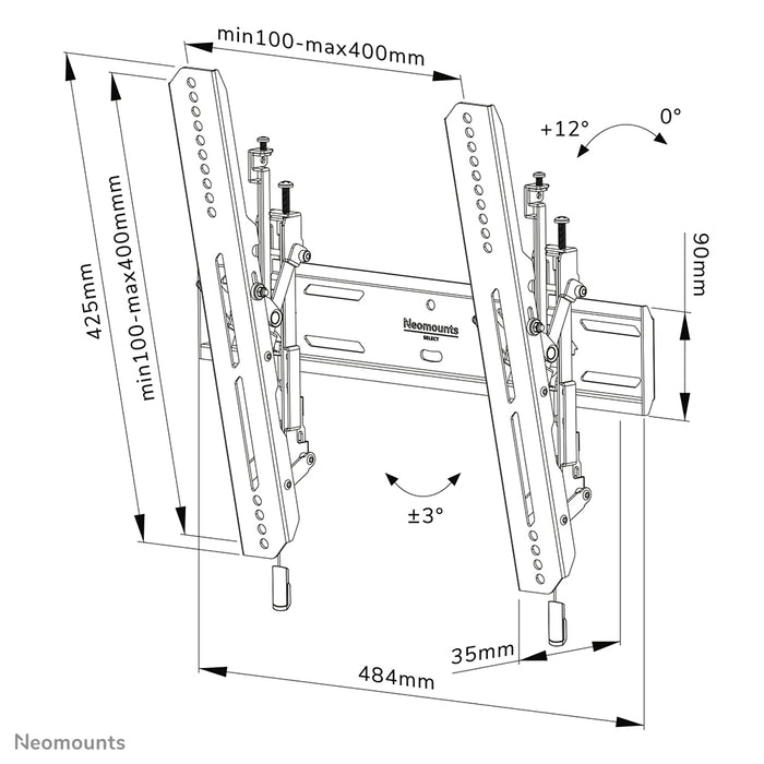 Neomounts WL35S-850BL14 kippsbar Wandhalterung fir 32-65 inch Bildschirmer - Schwaarz