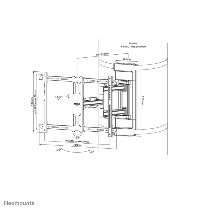 Neomounts WL40S-910BL16 Full-Motion Pilierhalterung fir 40-70 inch Écrane - Schwaarz