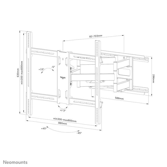 Neomounts WL40S-950BL18 Full-Motion Wandhalerung fir 55-110 inch Écrane - Schwaarz