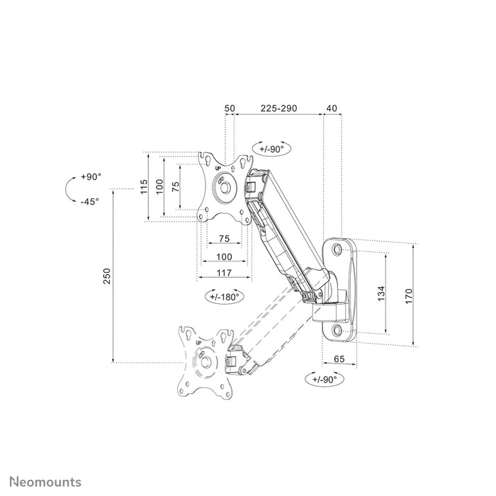 Neomounts WL70-440BL11 Full-Motion Wandhalerung fir 17-32 inch Écrane - Schwaarz