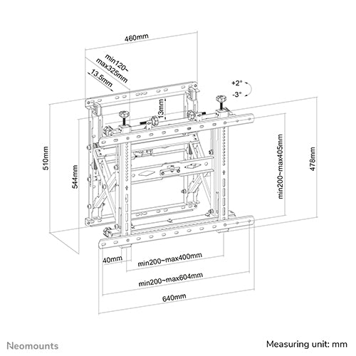 Neomounts WL95-900BL16 Push-to-Pop-Out Videowall-Halterung fir 45-75 inch Écrane - Schwaarz