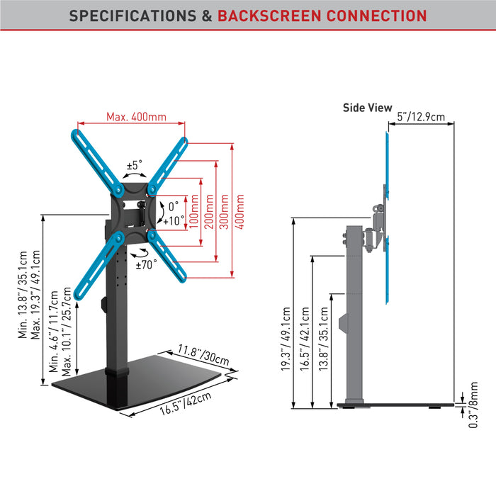 Barkan Mounts Full-Motion-Fernsehstativ bis 57 inch|Universal|VESA 400x400