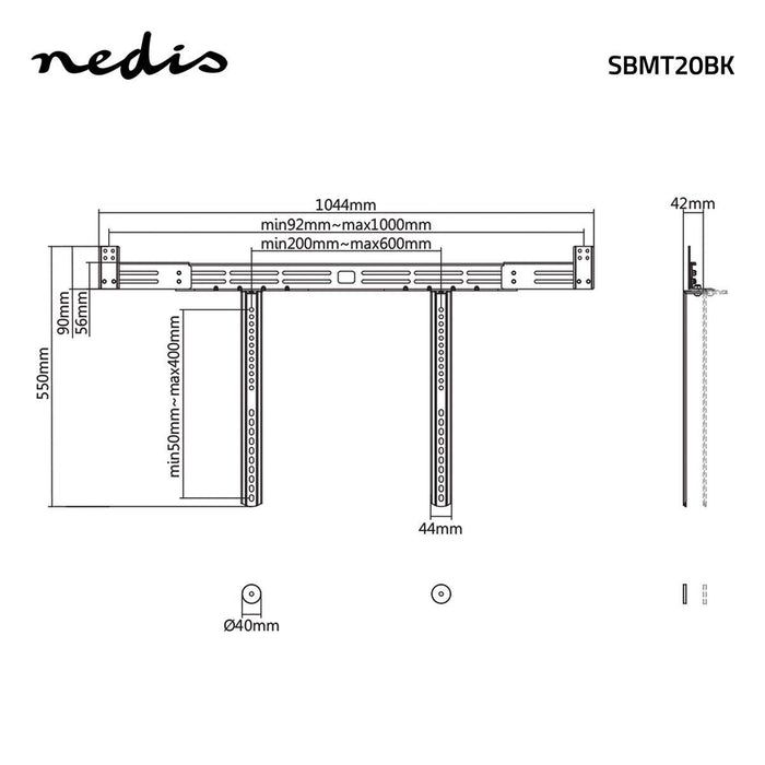 Soundbar-Beugel | Fix un der TV | Max. 10 kg