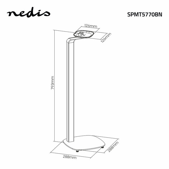 Skandinavesche Design Speakerbeugel fir Sonos One, One SL & PLAY:1 – Holz/Metall-Stänner mat Kabelmanagement an Vibratiounsdämpfung.