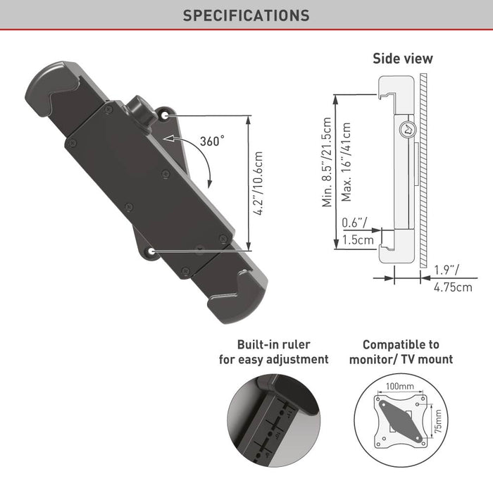 Barkan Mount Fixe rotéierbar Tablet-Halter bis 14 inch|Universell