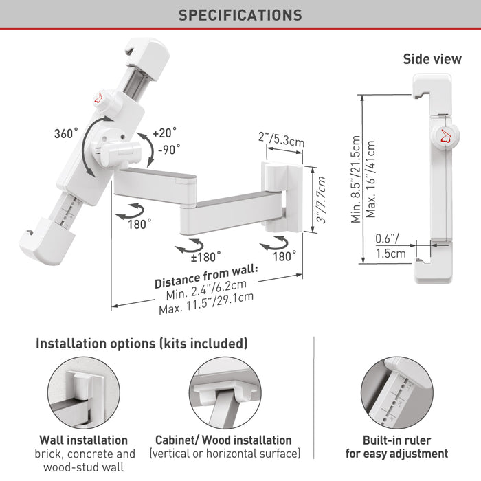 Barkan Mounts Full-Motion Tablet-Halter 7 bis 14 inch|Universell