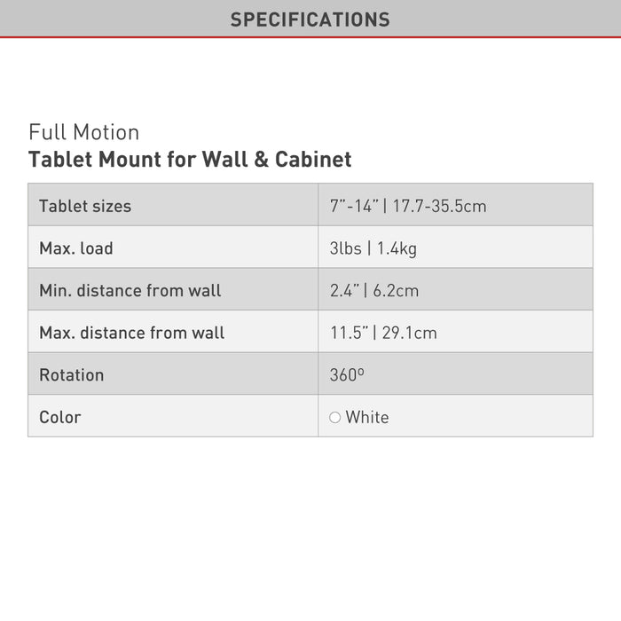 Barkan Mounts Full-Motion Tablet-Halter 7 bis 14 inch|Universell