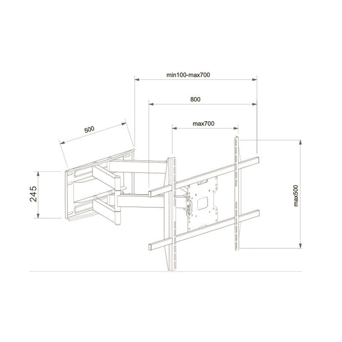 Wolff Mount Heavy Duty TV-Mauerbeugel 47 bis 75 inch | Bis zu 60 kg Dréilast | VESA 800x500