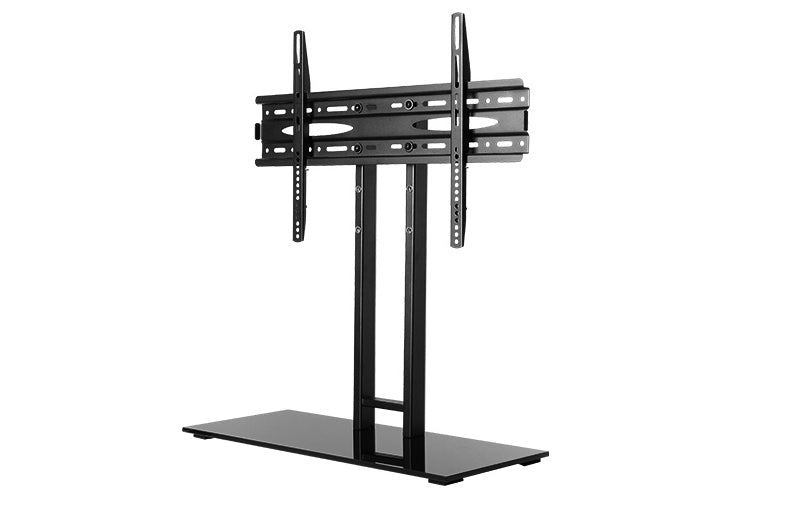 Wolff Mount verriegelbar TV-Fous | Bis 65 inch | Universell | VESA 600x400 | Schwaarz schwéier Glasplack