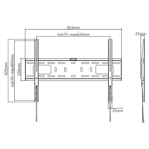 Wolff Mount robuust TV-Beugel | 37-90 inch | VESA 600x400 | Universell | 10 Joer Garantie