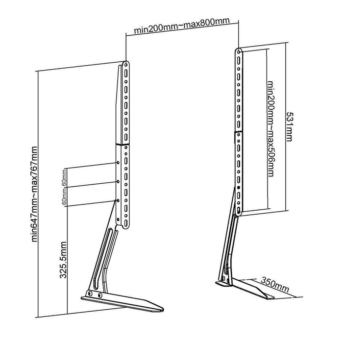 Nedis Fixen TV-Bürosstänner fir Bildschiermer vun 13-70 Inch | Maximal 50 kg | Flexibel Héichtenastellung | VESA-kompatibel | Stol | Schwaarz