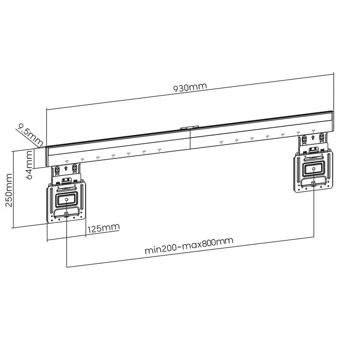 Nedis Fixen TV-Mauerbeugel 43-100 Inch - Ultra dënnen Micro-Gap - Max. 75 kg - Schwaarz - VESA-kompatibel.