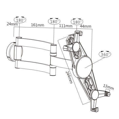 Wolff Mount Eleganten Aluminium Tablet iPad Mauerbeugel oder Dëschstänner |bis 10.4 inch |Aluminium |Universal