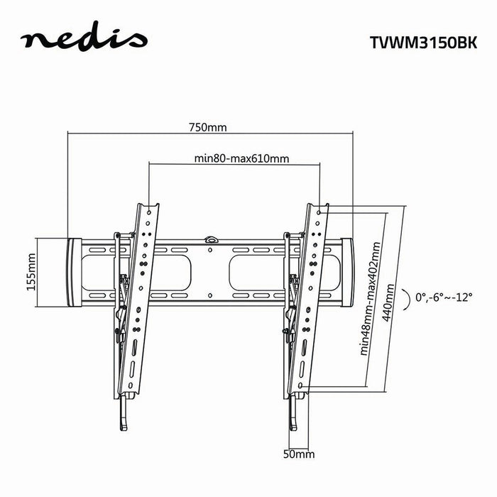 Kantelbar TV Mauerbriet | 37 - 70" | Max. 40 kg | Kantelwénkel 12°