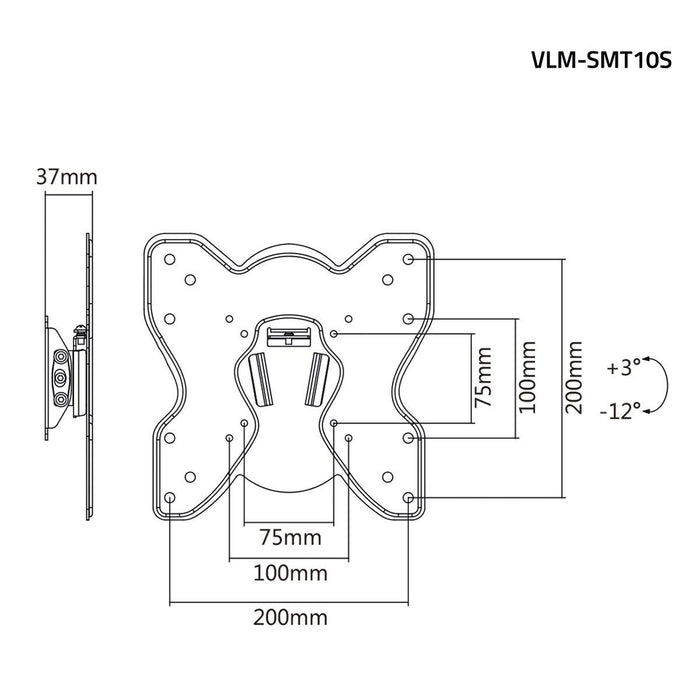 OP=OP Schlank kipbar Mauerbeugel mat VESA 200x200, Écrane bis 42"