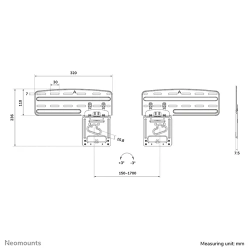 Neomounts WL30-265BL1 Ultra-Flaach Wandhalterung fir Samsung Fernseher 43-85