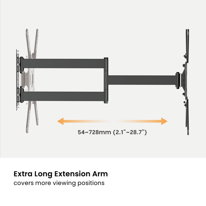 Wolff Mount laangen TV-Beugel fir Samsung 32-65 inch (73 cm vun der Mauer ewech) | VESA 400x400