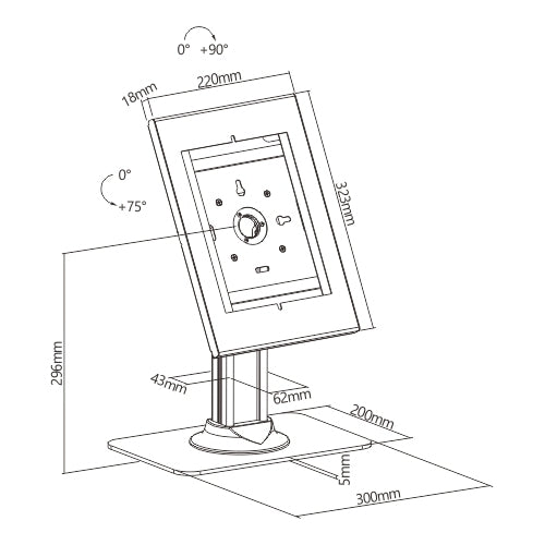 Wolff Mount TVB-138 Tablet-Bureaustandard – Anti-Diebstahl Kiosk fir iPad- an Samsung-Tablets