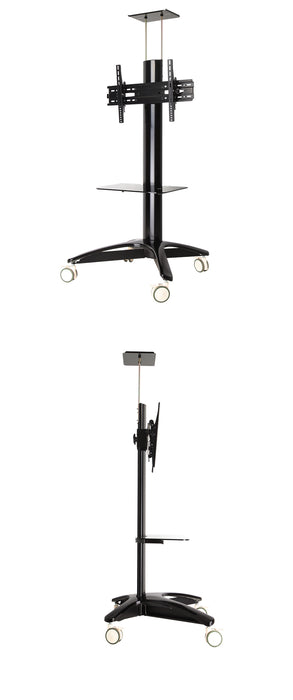 TV-Buedemstativ mat Rollen - schwarz - Héicht verstellbar