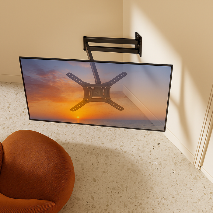 Wolff Mount universell laang TV-Beugel fir Ekranen bis 65 inch (73 cm aus der Mauer) mat VESA 400x400
