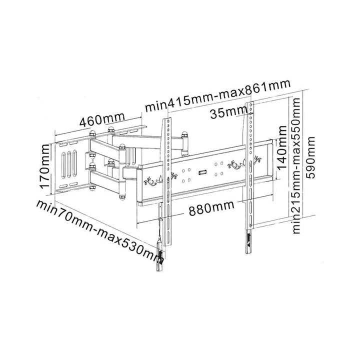 TV-Mauerbriet fir Fernseher bis 80 inch