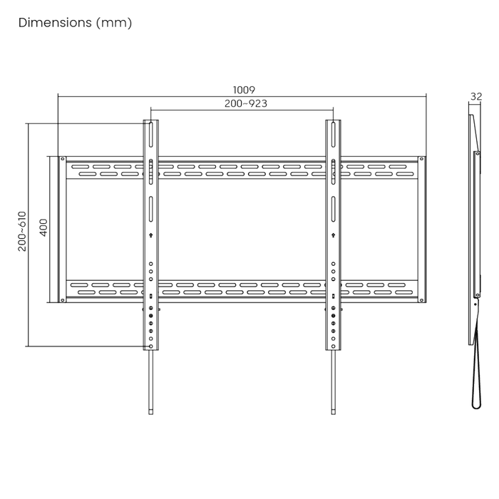 Wolff Mount Extreme TV-Mauerbeugel 75 - 100 inch |Bis 100 KG |Marke universal |VESA 900X600