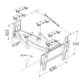 TV-Mauerbeugel bis 60" bis 75 cm vun der Mauer