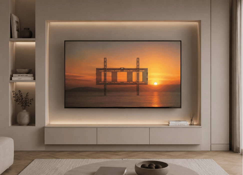 Wolff Mount verriegelbare Mauerbriet bis 90 inch fir QLED UHD an OLED |Universell |VESA 600x400