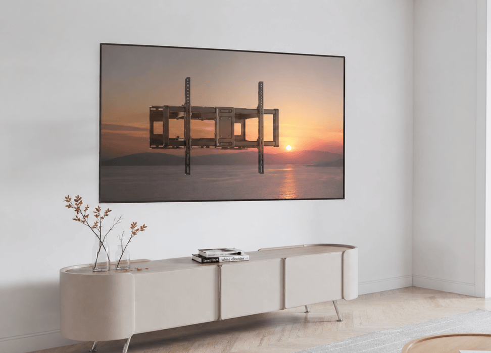 Wolff Mount | Heavy-Duty TV Beugel bis 120 inch | 120 KG! | VESA 900x600 | 70cm vun der Mauer ewech |10 Joer Garantie