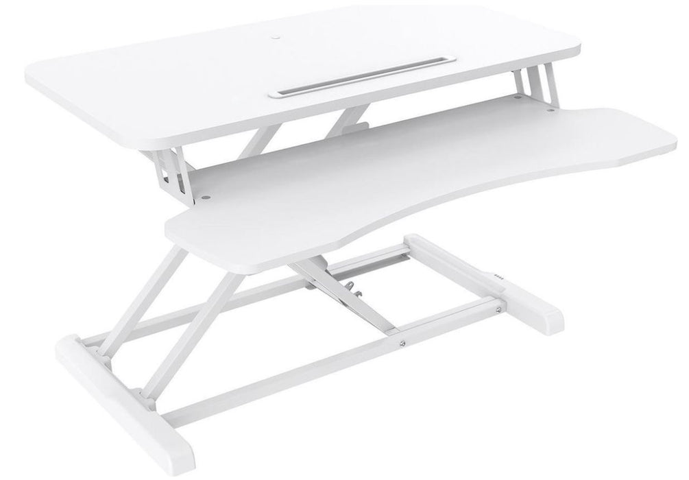 Wolff Mount Sëtz- a Stee-Heemaarbechtsplaz-Verhéijer fir Laptop a Computer|Bezuelbar|Wäiss|Universal|Gasfieder-Héichtenastellung